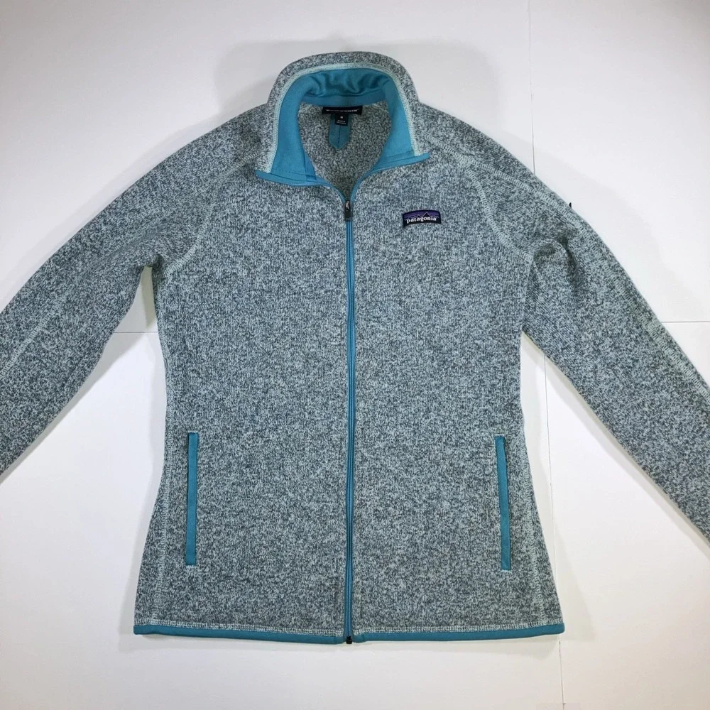 Patagonia Better Sweater Women's Medium Gray Blue Full-Zip Jacket Zipped Pockets